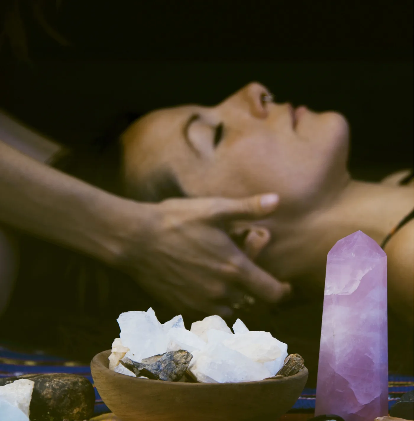 Crystal healing massage treatment